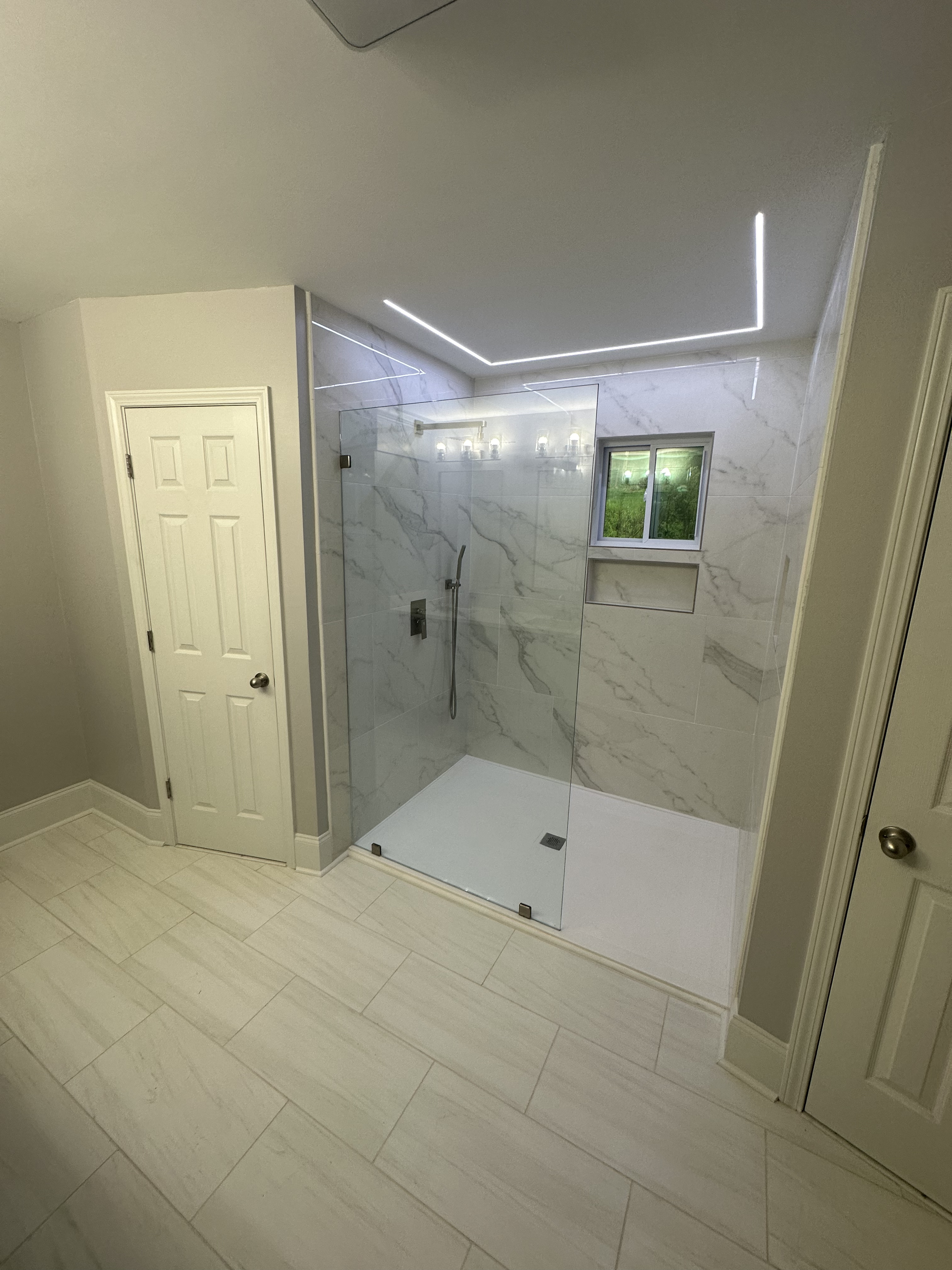 Finished shower from a bathroom remodel