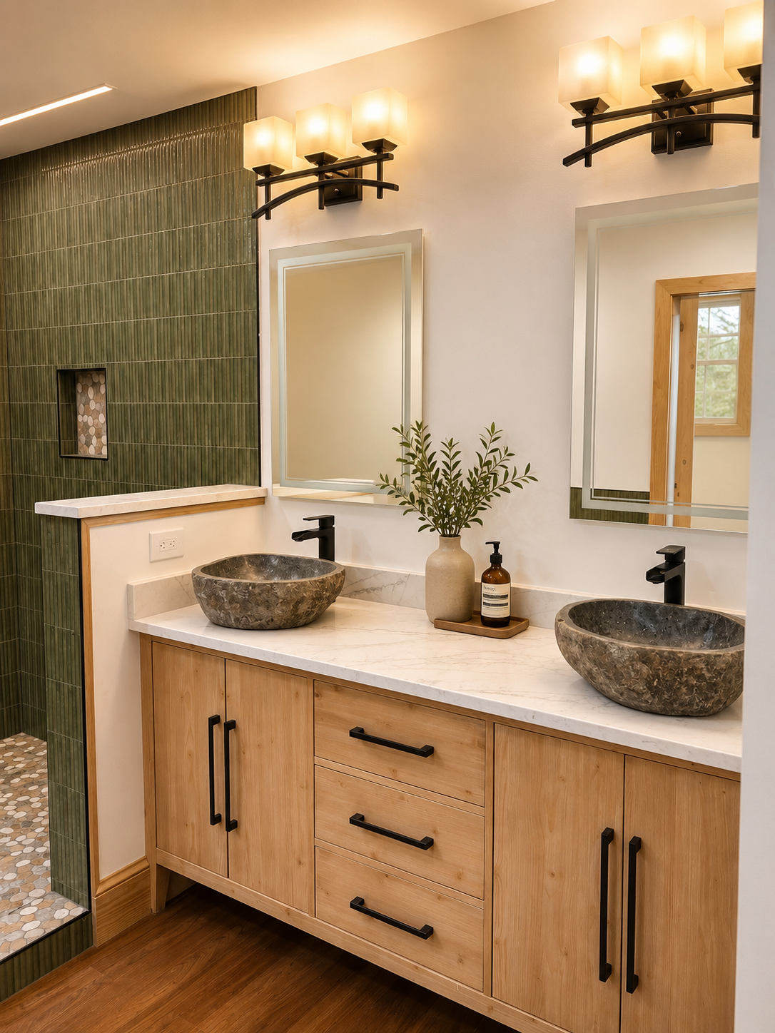 Finished bathroom vanity from a Metrolina Remodel project